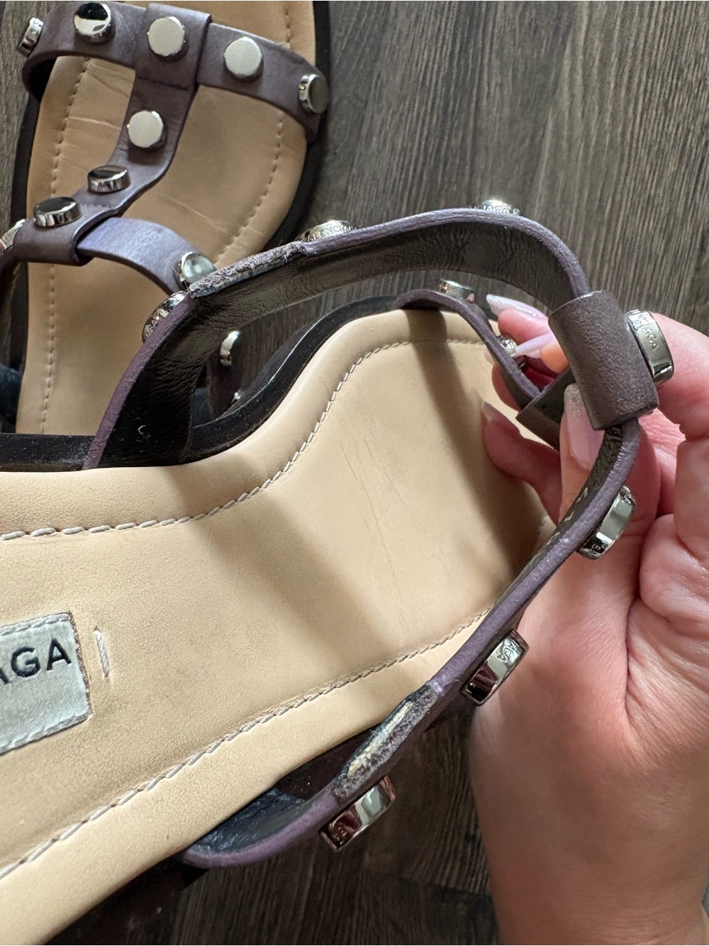 Balenciaga Leather Studded Flats - Picture 2 of 6